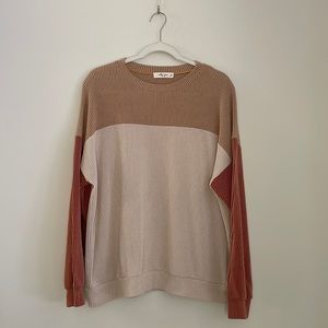 Molly Green - long sleeve brown color block shirt